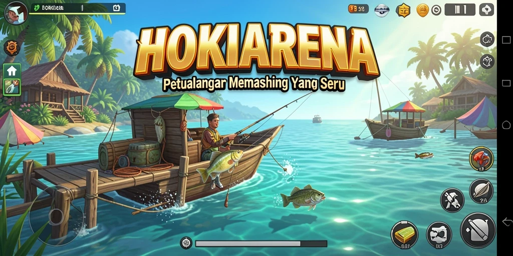 Tangkapan ikan besar dalam HOKIARENA di tengah pemandangan alam yang indah.