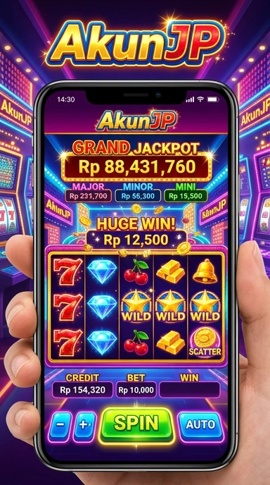 Tampilan utama aplikasi akunjp dengan berbagai pilihan aplikasi populer.